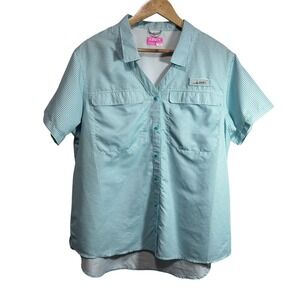 Habit Womens Check‎ Fishing Top 2XL Turquoise Outdoor Hiking Lightweight  Vented
